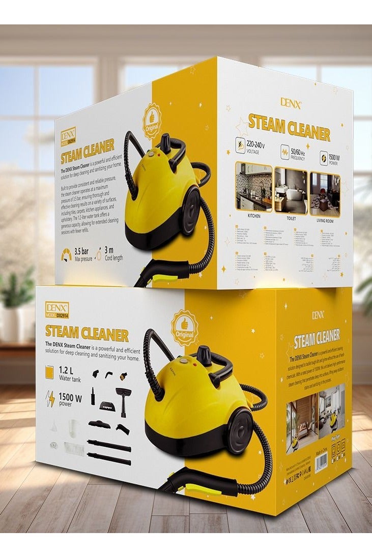 Denx Steam cleaner for deep cleaning and disinfecting various surfaces in the home, including tiles, carpets, kitchen appliances, and furniture. - Image 1