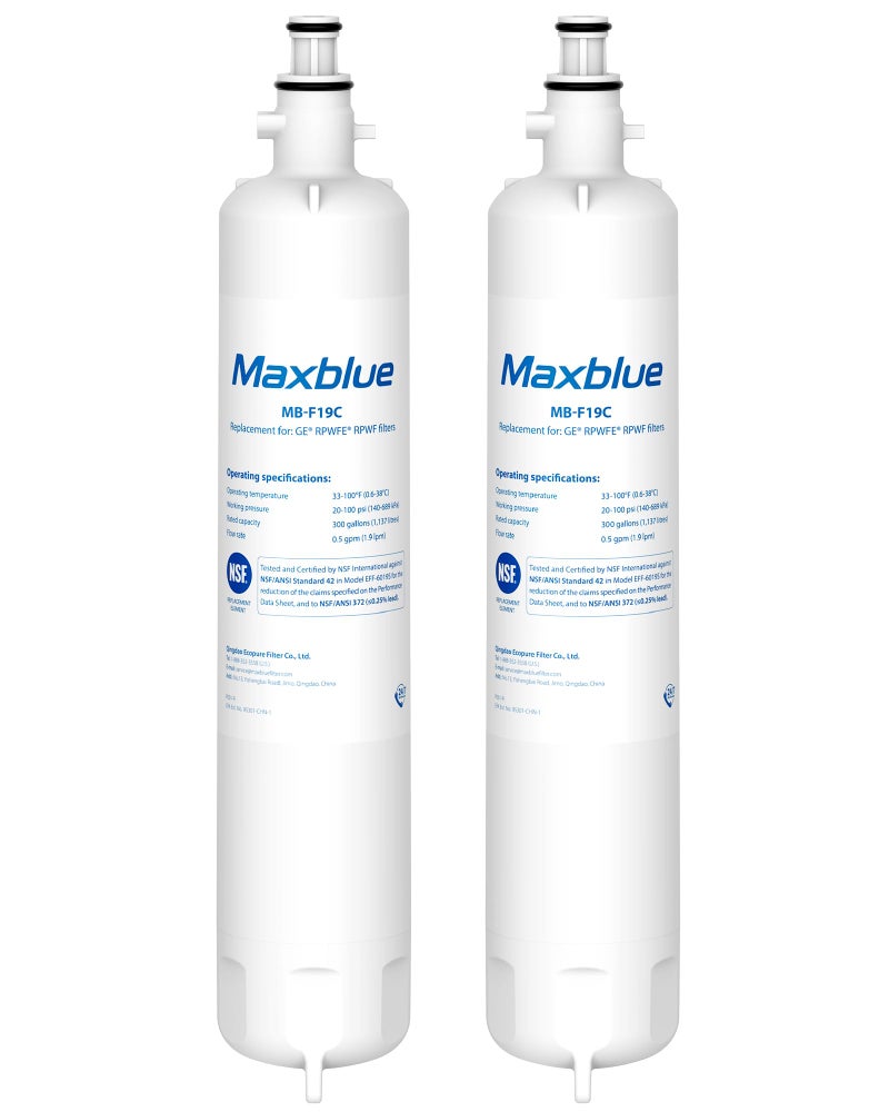 Maxblue Replacement for GEÂ® RPWFEÂ®, RPWF (with CHIP) Refrigerator Water Filter, Compatible with WSG-4, WF277, GFE28GMKES, PFE28KBLTS, GFD28GSLSS, PWE23KSKSS, GYE22HMKES, DFE28JSKSS, 2 Filters - Image 1