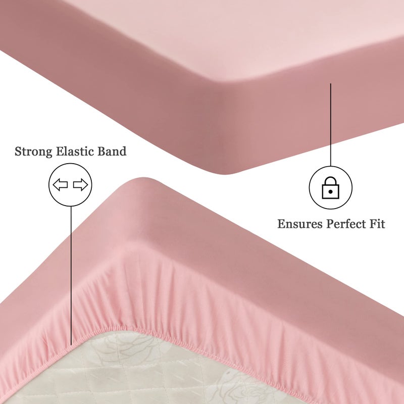 Sufdari Twin XL Mattress Protector Waterproof Mattress Protector Fitted Sheet Style Mattress Cover with 18"" Deep Pocket Washable and Comfortable-Pink Twin XL - Image 4