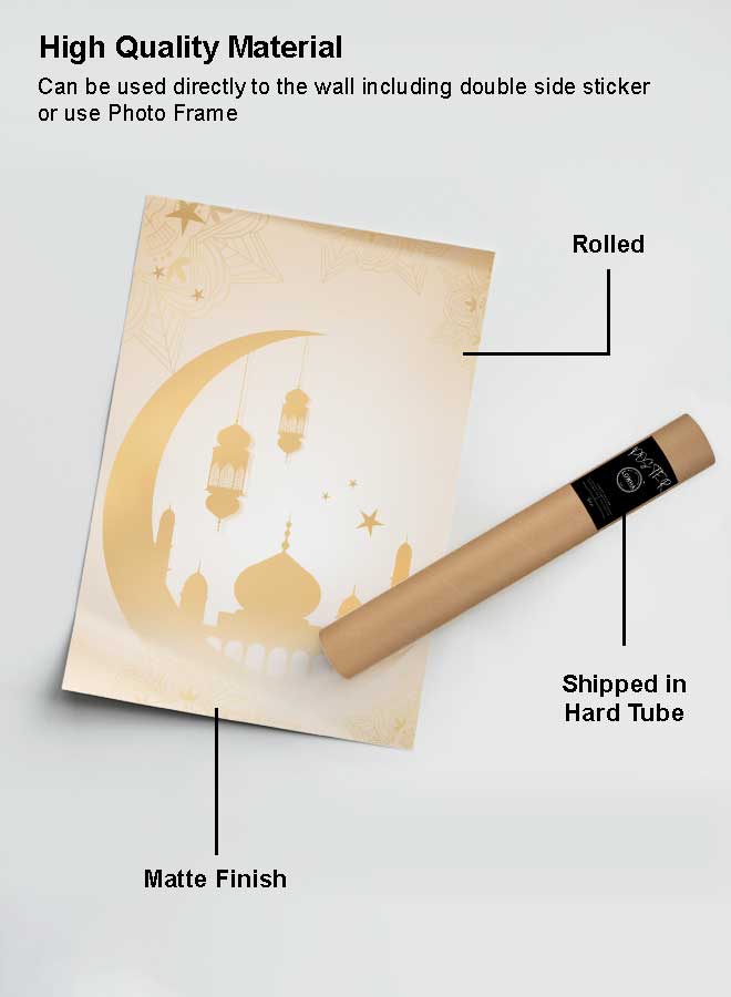 LOWHA Poster Painting Art With Four Separate Pieces Of Double-Sided Stickers Ramadan Crescent & Mosque For Home Bedroom Living Room And Office Decor  - Image 2
