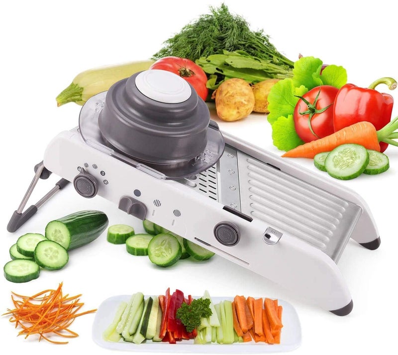 KRESHU Adjustable Stainless Steel Mandoline Slicer Manual Kitchen Cutter with 18 Slice Julienne Options Versatile Vegetable and Fruit Slicer for Onions Tomatoes and Waffles 1Piece - Image 1