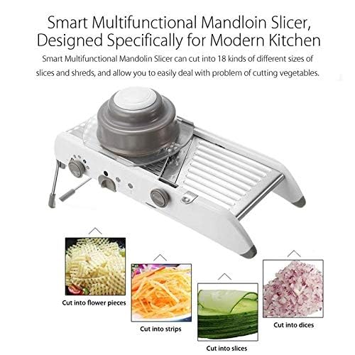 KRESHU Adjustable Stainless Steel Mandoline Slicer Manual Kitchen Cutter with 18 Slice Julienne Options Versatile Vegetable and Fruit Slicer for Onions Tomatoes and Waffles 1Piece - Image 2