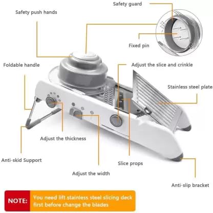 KRESHU Adjustable Stainless Steel Mandoline Slicer Manual Kitchen Cutter with 18 Slice Julienne Options Versatile Vegetable and Fruit Slicer for Onions Tomatoes and Waffles 1Piece - Image 3