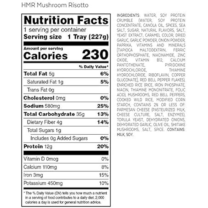 HMR Mushroom Risotto Entrée | Pre-packaged Lunch or Dinner to Support Weight Loss | Ready to Eat | Vegetarian | 12g of Protein | Low Calorie Food | 8oz Serving per Meal | Pack of 6 - Image 3