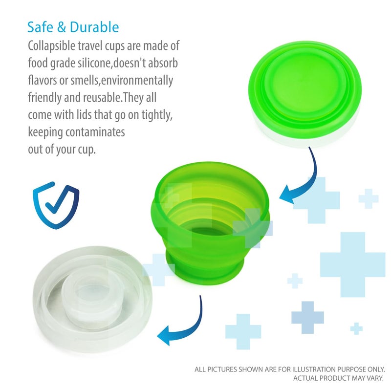 Deke Home 2 Pack Silicone Collapsible Travel Water Cup,Portable Camping Cup with Lids Food Grade Mugs Set for Outdoor Drinking. Collapsible Travel Water Cup, - Image 4