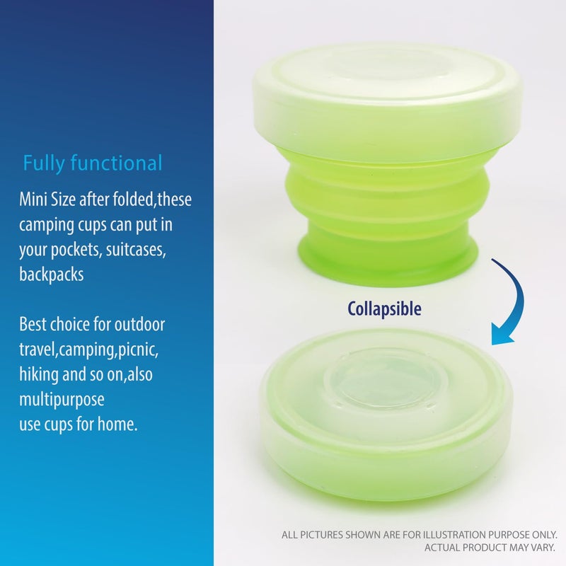 Deke Home 2 Pack Silicone Collapsible Travel Water Cup,Portable Camping Cup with Lids Food Grade Mugs Set for Outdoor Drinking. Collapsible Travel Water Cup, - Image 5