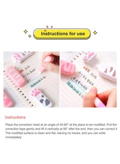 SYOSI Correction Tape, SYOSI 6 Pack Milk Cat Claw Cartoon Correction Tape, Cute Girl Net Red Correction Tape, Mini Correction Tape, for Kids Students Writing Office School Supplies  - Image 2