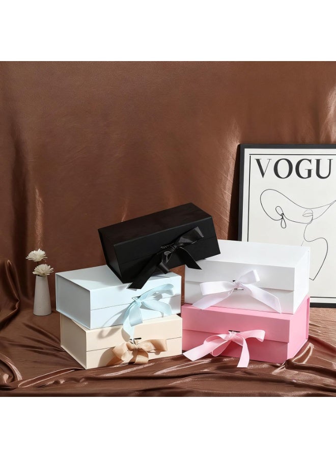 Luxury Magnetic Gift Box, Beige Medium Gift Box with Ribbon, Folding Gift Box for Presents With Magnetic Lid, Suitable for Festival, Birthday, Anniversary, 26x19x8 cm(Beige) - Image 5