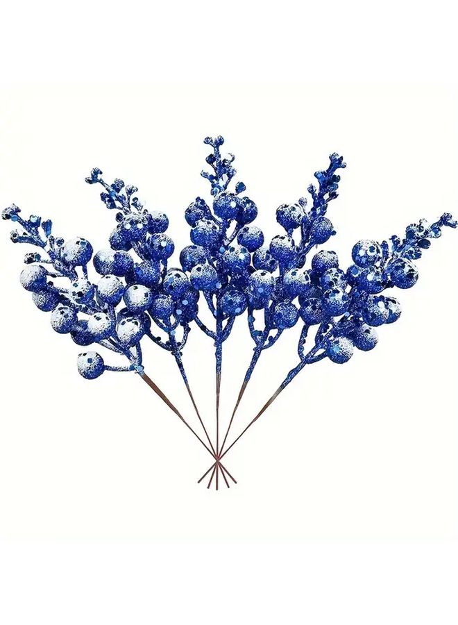 Royal Blue Artificial Christmas Snowberry Stems 10pcs For Tree Wreath Home Holiday Decoration - Image 1