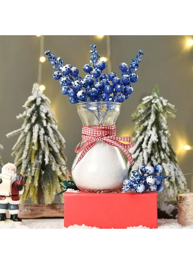 Royal Blue Artificial Christmas Snowberry Stems 10pcs For Tree Wreath Home Holiday Decoration - Image 2
