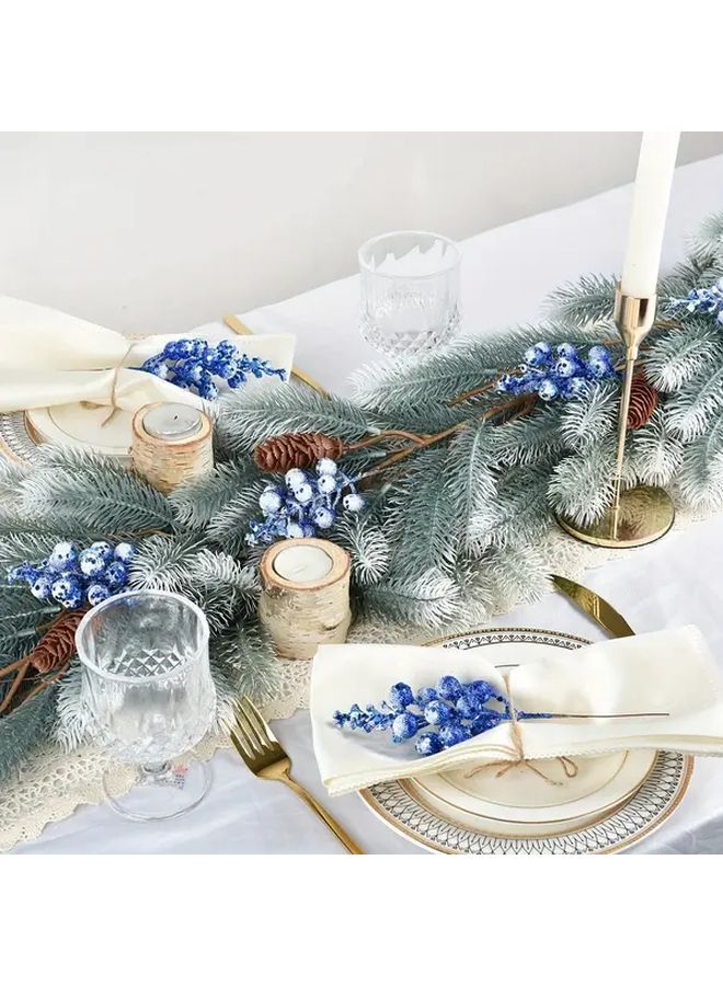 Royal Blue Artificial Christmas Snowberry Stems 10pcs For Tree Wreath Home Holiday Decoration - Image 5