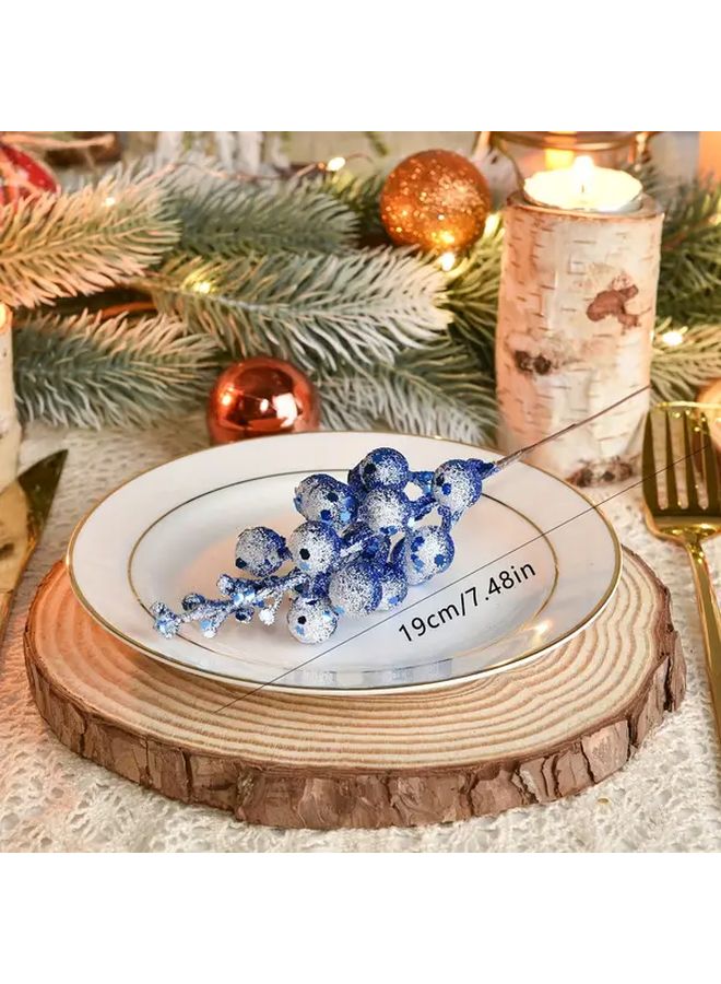 Royal Blue Artificial Christmas Snowberry Stems 10pcs For Tree Wreath Home Holiday Decoration - Image 3