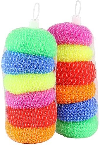 EAFTOS Plastic Nylon Kitchen Cleaning Sponge Scrubber Washing Brush for Utensil 12 Pieces - Image 1