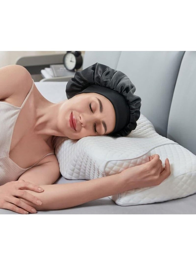 Beauenty 2Pcs Sleep Cap Satin Bonnet Night Sleep Hat Adjustable Sleep Cap Headwear Soft Head Cap Sleep Cap Silk with Elastic Band for Women and Girls  - Image 4