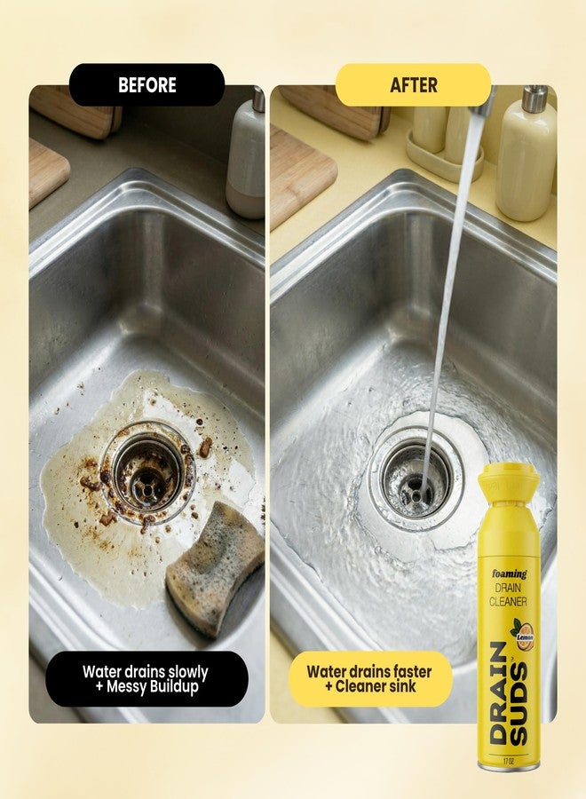 SonicPower Foaming Drain Cleaner, Sink Cleaner and Deodorizer, Drain Clog Remover for Kitchen Sinks, Bathrooms, Shower Drains, Tubs, Washbasin, Clogged Pipe Opener, Lemon, 1 Pack - Image 4