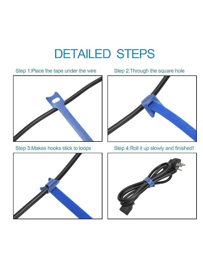 60PCS Fastening Cable Ties Reusable, Premium 6-Inch Adjustable Cord Ties, Microfiber Cloth Cable Management Straps Hook Loop Cord Organizer Wire Ties Reusable (Assorted Colors)  - Image 5