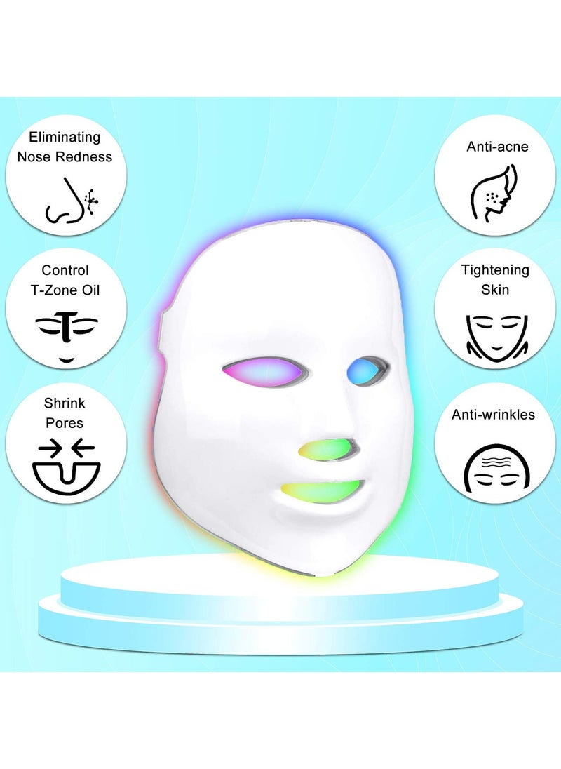 Generic - Face Beauty Light Therapy Mask, 7 Color 149 Leds Photon Face Mask Phototherapy with Remote control, Facial Skin Care Anti Aging Skin Tightening Wrinkles Toning Mask Home Light Therapy - Image 1