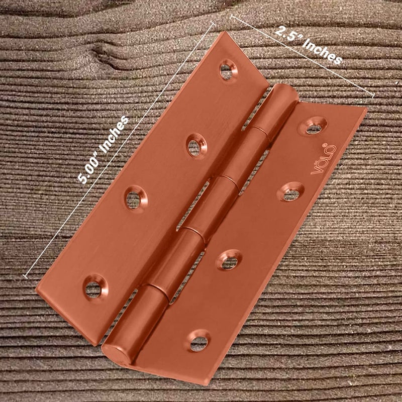Volo Premium Concealed Door Butt Hinges 5 inch x 12 Gauge25 mm Thickness Slow Motion Butt Hinge Stainless SteelFinish Rose Gold Pack of 6 Pcs - Image 2