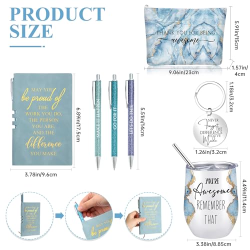 Domensi 7 Pcs Cna Week Gifts Bulk 2026 for Women Teacher Nurse Graduation Makeup Bag Tumbler Keychain Notebook Pen for Employee Staff CoworkerBlue - Image 3
