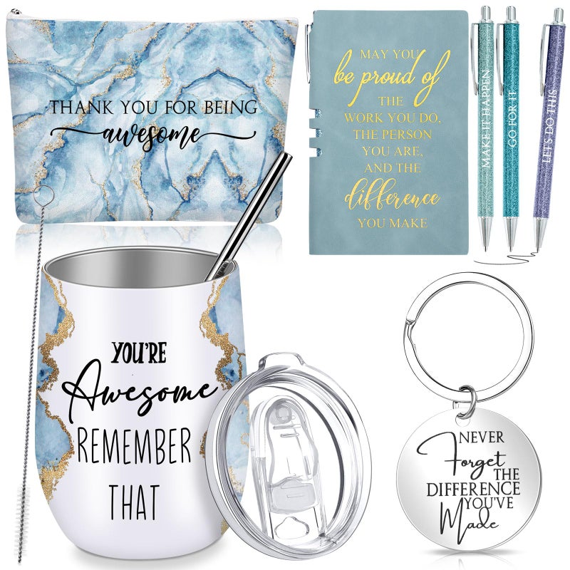 Domensi 7 Pcs Cna Week Gifts Bulk 2026 for Women Teacher Nurse Graduation Makeup Bag Tumbler Keychain Notebook Pen for Employee Staff CoworkerBlue - Image 2