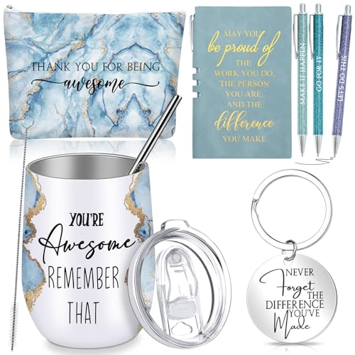 Domensi 7 Pcs Cna Week Gifts Bulk 2026 for Women Teacher Nurse Graduation Makeup Bag Tumbler Keychain Notebook Pen for Employee Staff CoworkerBlue - Image 1