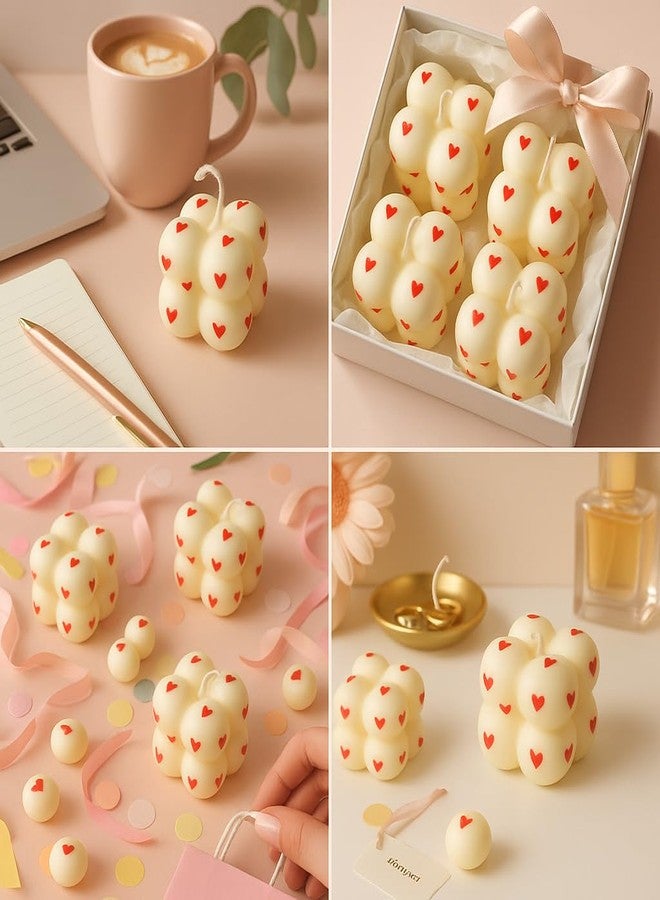 SERAAF Handmade Mini Bubble Heart Scented Candles| Aesthetic Room Decor, Pinterest Trending Gift, Desk & Study Table Decor, Birthday Return Gift for Girls (Pack of 2, Red Hearts) - Image 4