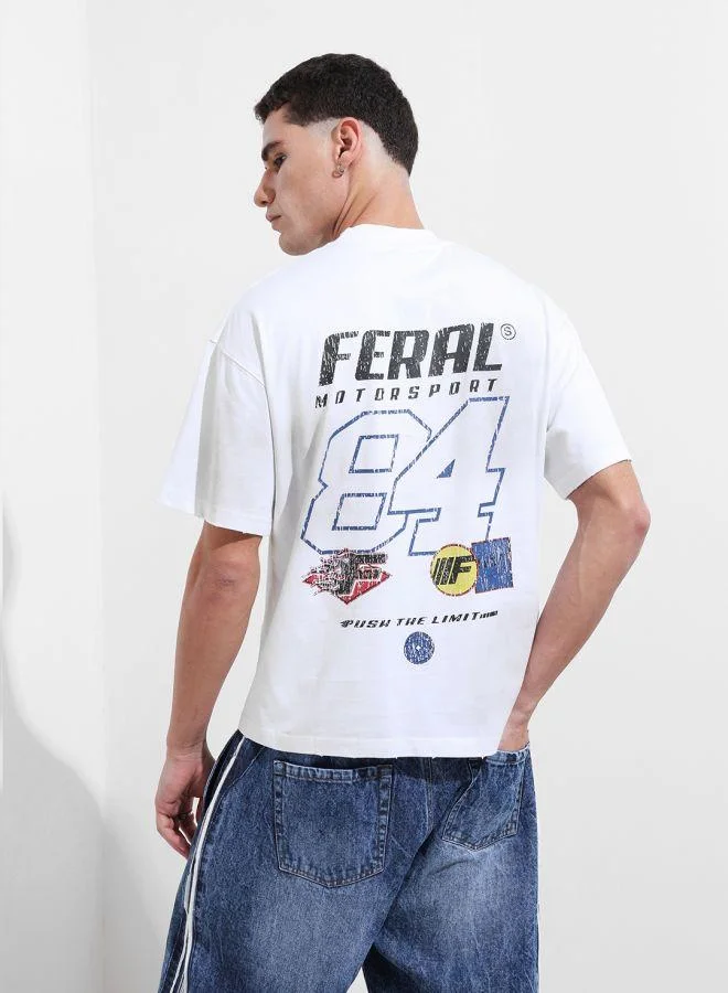 شركة المرآب الهندية Men Relaxed Fit Graphic Printed Crew Neck Half Sleeves T-Shirt