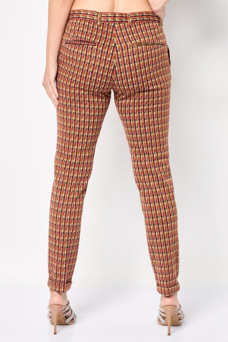 Scotch & Soda Women Regular Fit Plaid Straight Leg Pants, Multicolor - Image 3