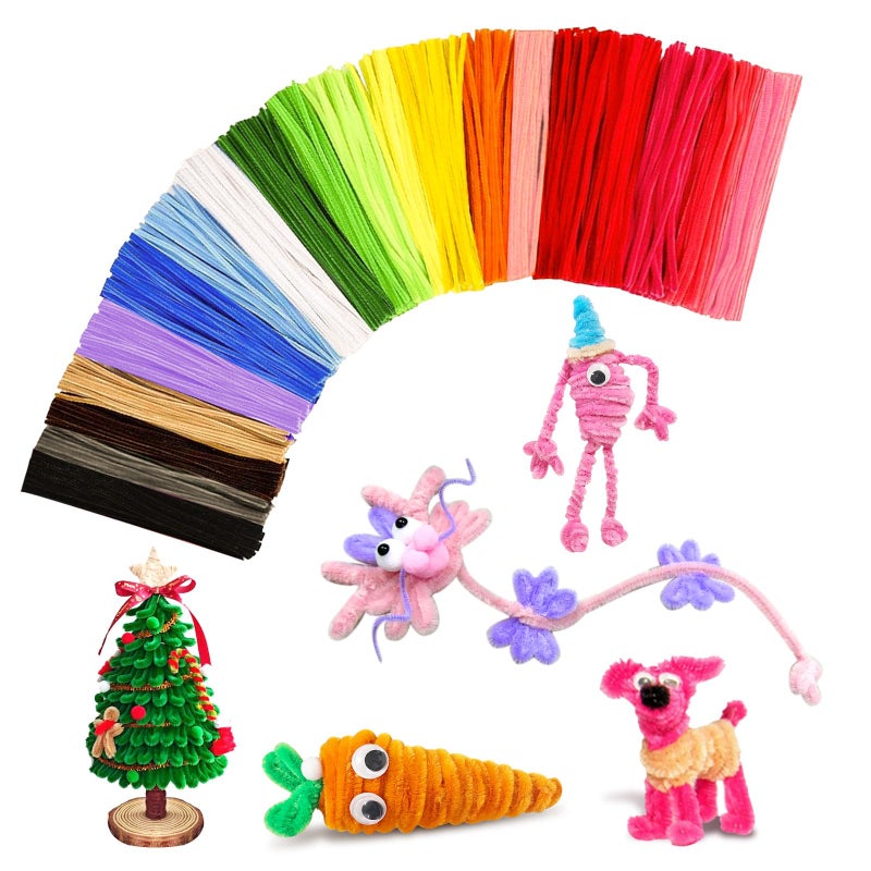 VZF Pipe Cleaners Craft Supplies,Multi-Colored Chenille Stems for DIY Arts Crafts Project,Green Pipe Cleaners Bulk Easter Basket Stuffers,Fidget Toys for Ages 8-13,Teen Girl Gifts,Kids Crafts - Image 1
