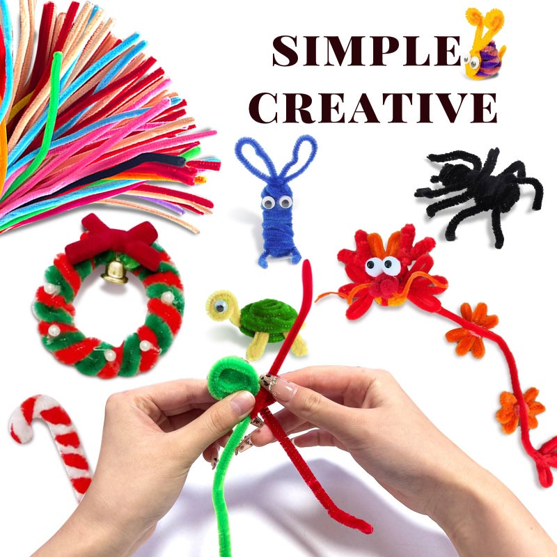 VZF Pipe Cleaners Craft Supplies,Multi-Colored Chenille Stems for DIY Arts Crafts Project,Green Pipe Cleaners Bulk Easter Basket Stuffers,Fidget Toys for Ages 8-13,Teen Girl Gifts,Kids Crafts - Image 4
