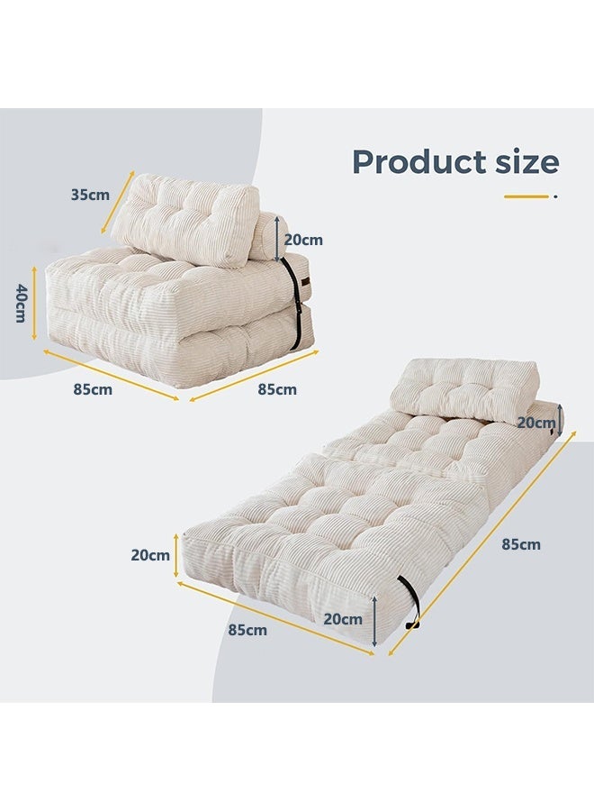 TAKHTEELA Single-size convertible sofa bed – a foldable sofa bed with pillows, a foldable mattress, and a backrest, perfect for family use as a floor lounger (off-white). - Image 2
