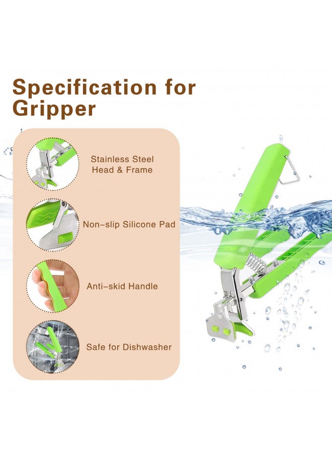 Bonison 2 Pack Hot Plate Gripper Clips Holder Tongs For Moving Hot Plate Bowls Pizza Pan Air Fryer Microwave Oven with Food Out, Green  - Image 2