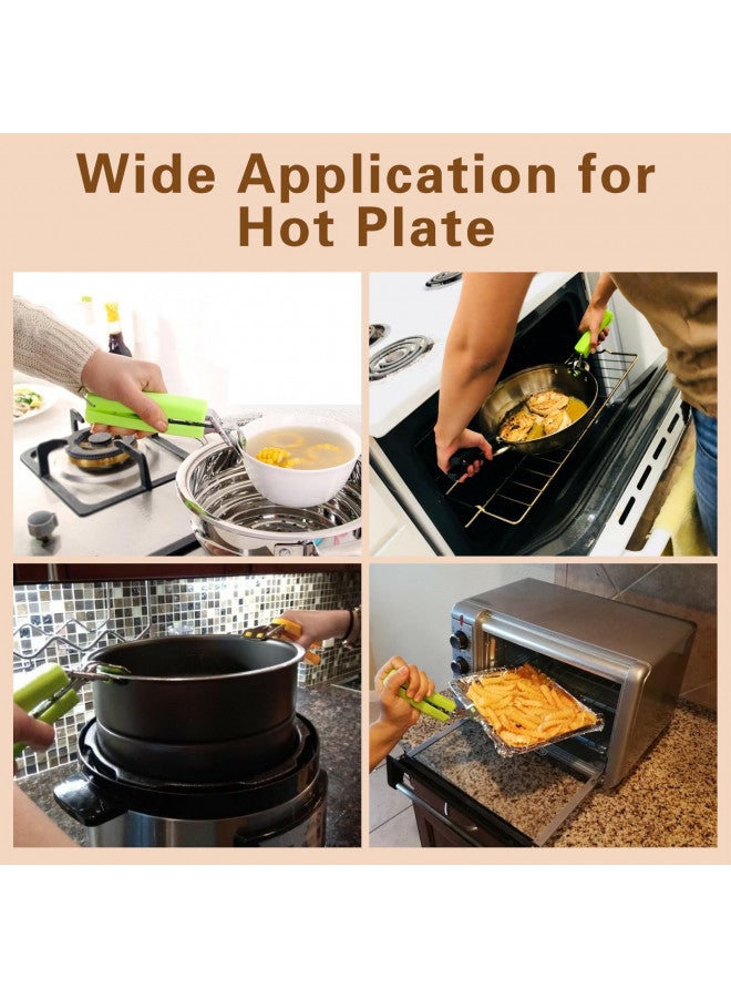 Bonison 2 Pack Hot Plate Gripper Clips Holder Tongs For Moving Hot Plate Bowls Pizza Pan Air Fryer Microwave Oven with Food Out, Green  - Image 3