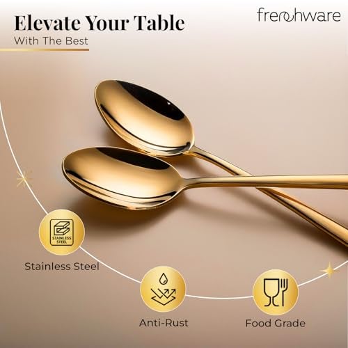 Frenchware Cutlery (Set of 6, Stainless Steel Gold Spoons Set), 100% Food Grade, Non Toxic, Anti-Rust, Dishwasher Safe, Perfect Gifting Set for All Occasions - Image 3