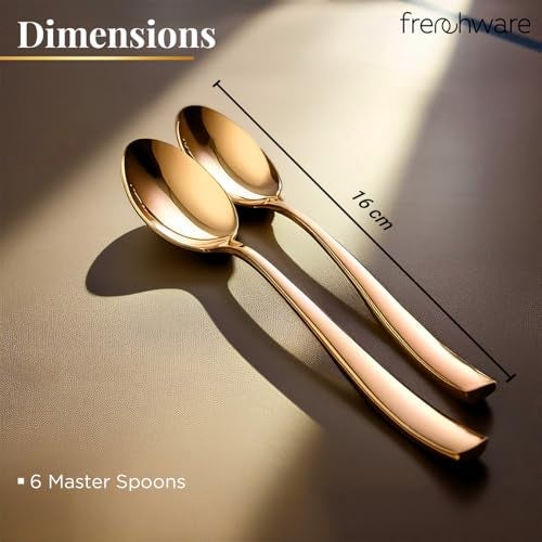 Frenchware Cutlery (Set of 6, Stainless Steel Gold Spoons Set), 100% Food Grade, Non Toxic, Anti-Rust, Dishwasher Safe, Perfect Gifting Set for All Occasions - Image 4