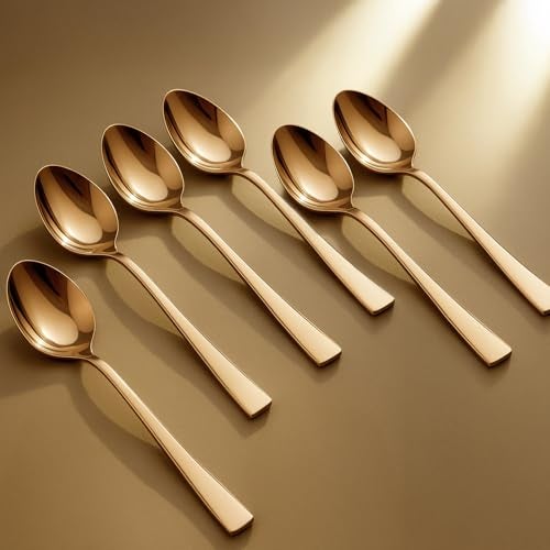 Frenchware Cutlery (Set of 6, Stainless Steel Gold Spoons Set), 100% Food Grade, Non Toxic, Anti-Rust, Dishwasher Safe, Perfect Gifting Set for All Occasions - Image 1