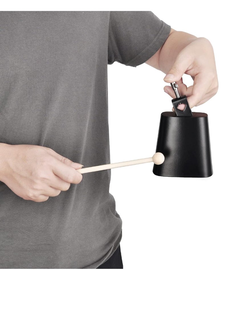Bukela 7 inch Metal Steel Cow Bell Noise Makers Hand Percussion Cowbell with Stick for Drum Set - Image 3