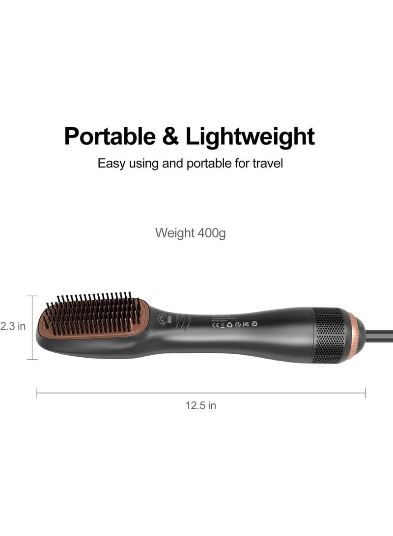 Hair dryer, styler and thickener 3 in 1 salon styling brush for straightening hair Ceramic hair dryer brush with negative ion technology (gold) - Image 5