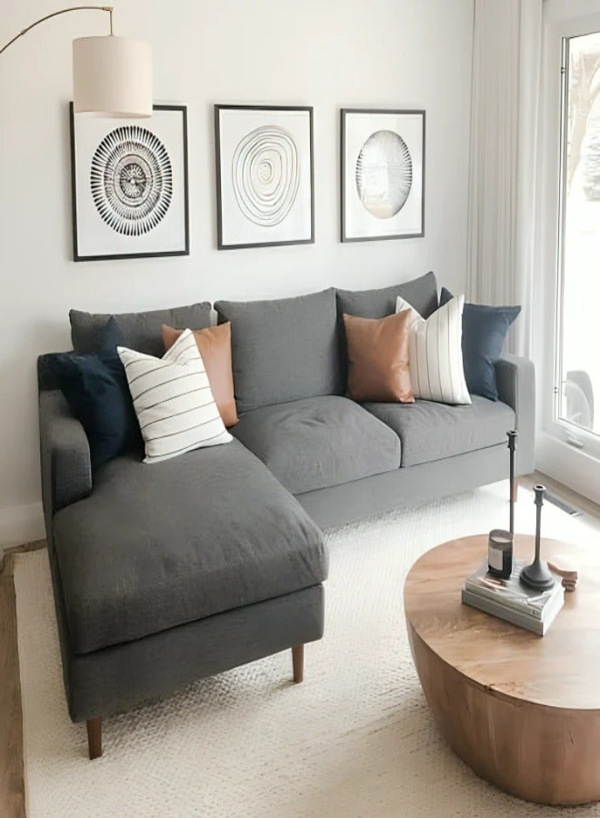 HODGE Corner sofa, size 300x300, gray color, made of durable Swedish wood and Super Soft fabric, Safa Al Madinah - Image 1