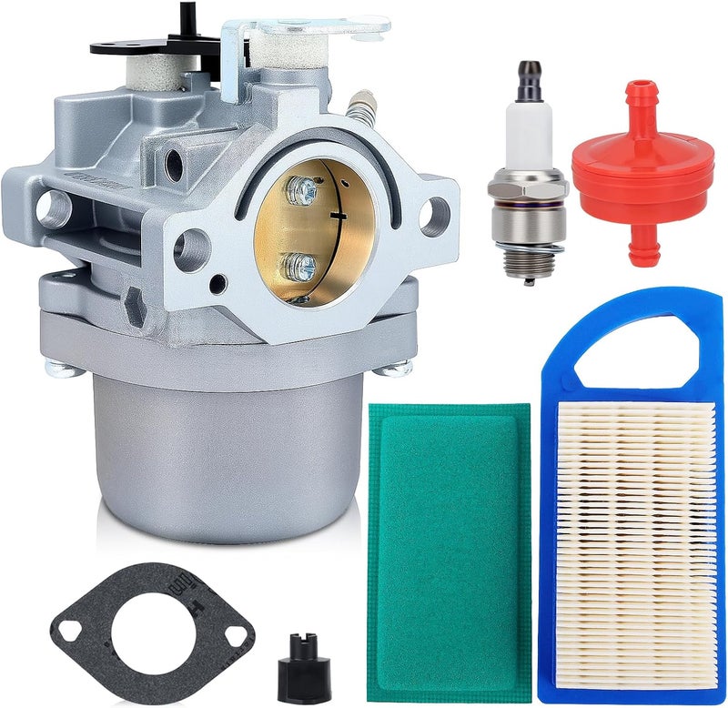 Harbot 593432 Carburetor + 698413 794421 797007 Air Filter for Brriggs & Straton 794653 791266 698772 794215 791178 793227 21A902 21A707 21A807 21A907 215000 Engine with Pre Filter Fuel Filter Spark Plug - Image 1