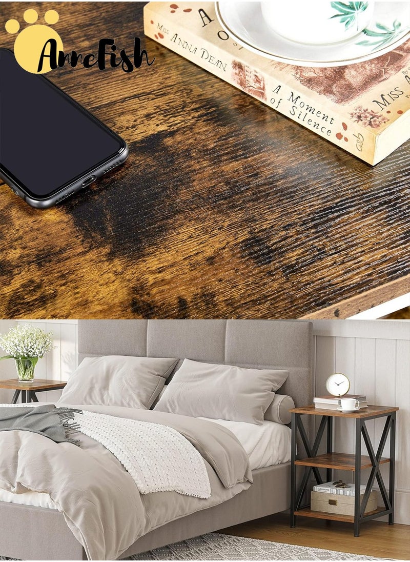 AnneFish 40*40*50cm 3-tier Coffee Table Sofa Side Service Table Modern Style End Table Distressed Couch Side Table Small Bedside Table For Home Living Room  - Image 5