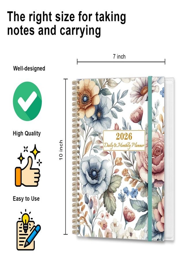 Tuun Fuplan 2026 Daily & Monthly Planner Calendar - Daily Planner Calendar One Page Per Day from Jan 2026 to Dec 2026, Flexible Cover, 7''x10'', Storage Pocket, Colorful Large Flower - Image 2