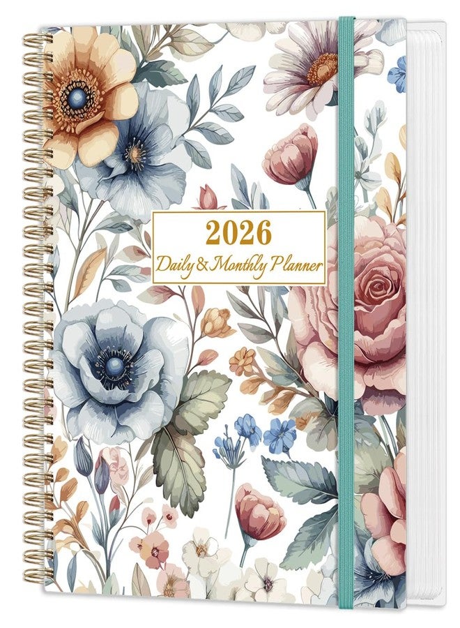 Tuun Fuplan 2026 Daily & Monthly Planner Calendar - Daily Planner Calendar One Page Per Day from Jan 2026 to Dec 2026, Flexible Cover, 7''x10'', Storage Pocket, Colorful Large Flower - Image 1