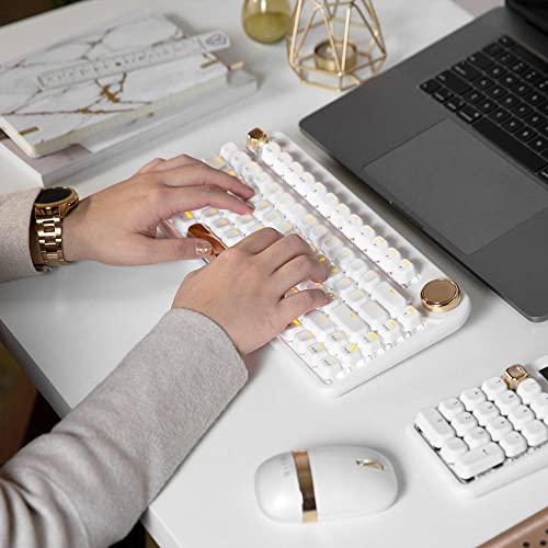 Azio IZO Wireless BT5/USB PC & Mac Mechanical Keyboard, White Blossom - Image 4