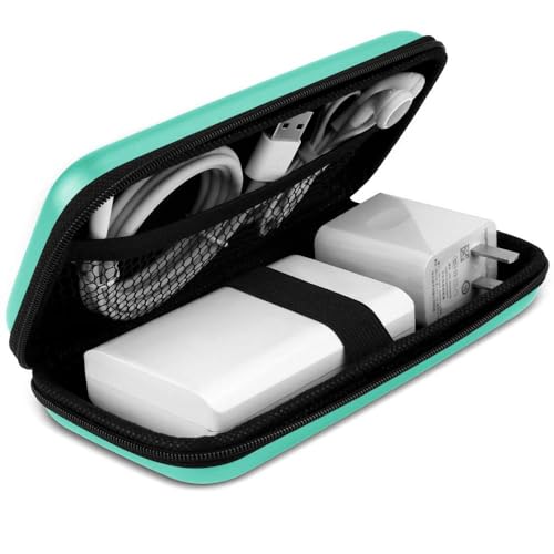 iMangoo Shockproof Travel Essentials Organizer Charger Case, Space-Optimized Small Zipper Electronics Accessories Pouch Tech Cord Cable Adapter Power Bank Storage for Women Men, 6.5x3.2x1 In (Mint) - Image 1