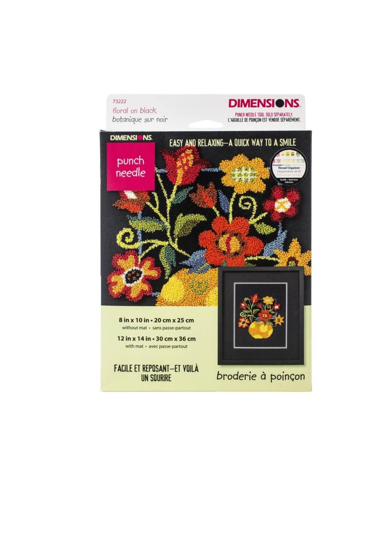 Dimensions - Dimensions Punch Needle Kit 10inch x 8inch Floral On Black - Image 1