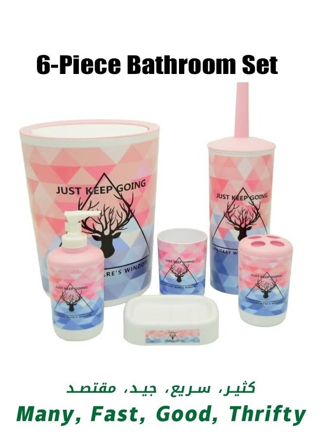 6 PCS Bath Ensemble Set, Toiletries Bathroom Set, with Cup Toothbrush Holder, Soap Dispenser Tray, for Bathroom Decoration Accessories, 20x20x25centimeter - Image 1