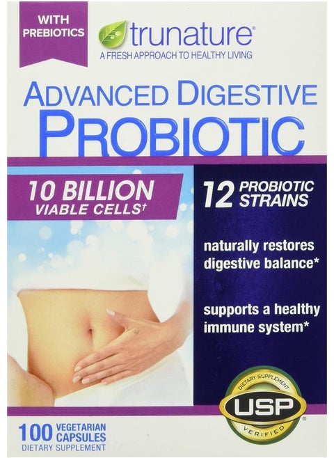 Trunature® ADVANCED Digestive Probiotic with 12 Strains & 100 Capsules