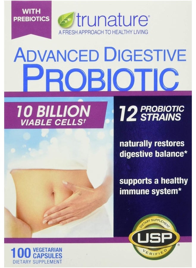 Trunature® ADVANCED Digestive Probiotic with 12 Strains & 100 Capsules