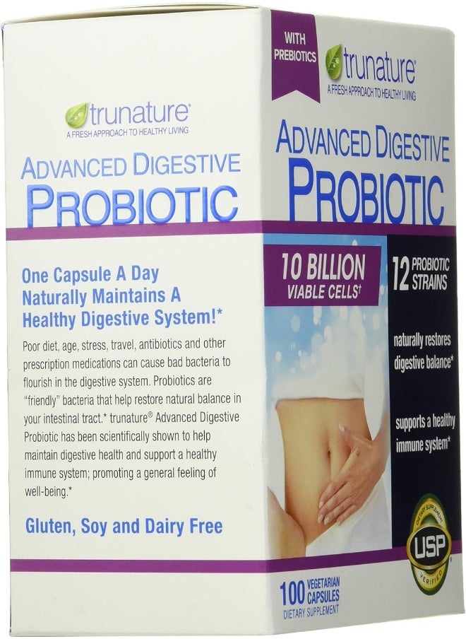 Trunature® ADVANCED Digestive Probiotic with 12 Strains & 100 Capsules